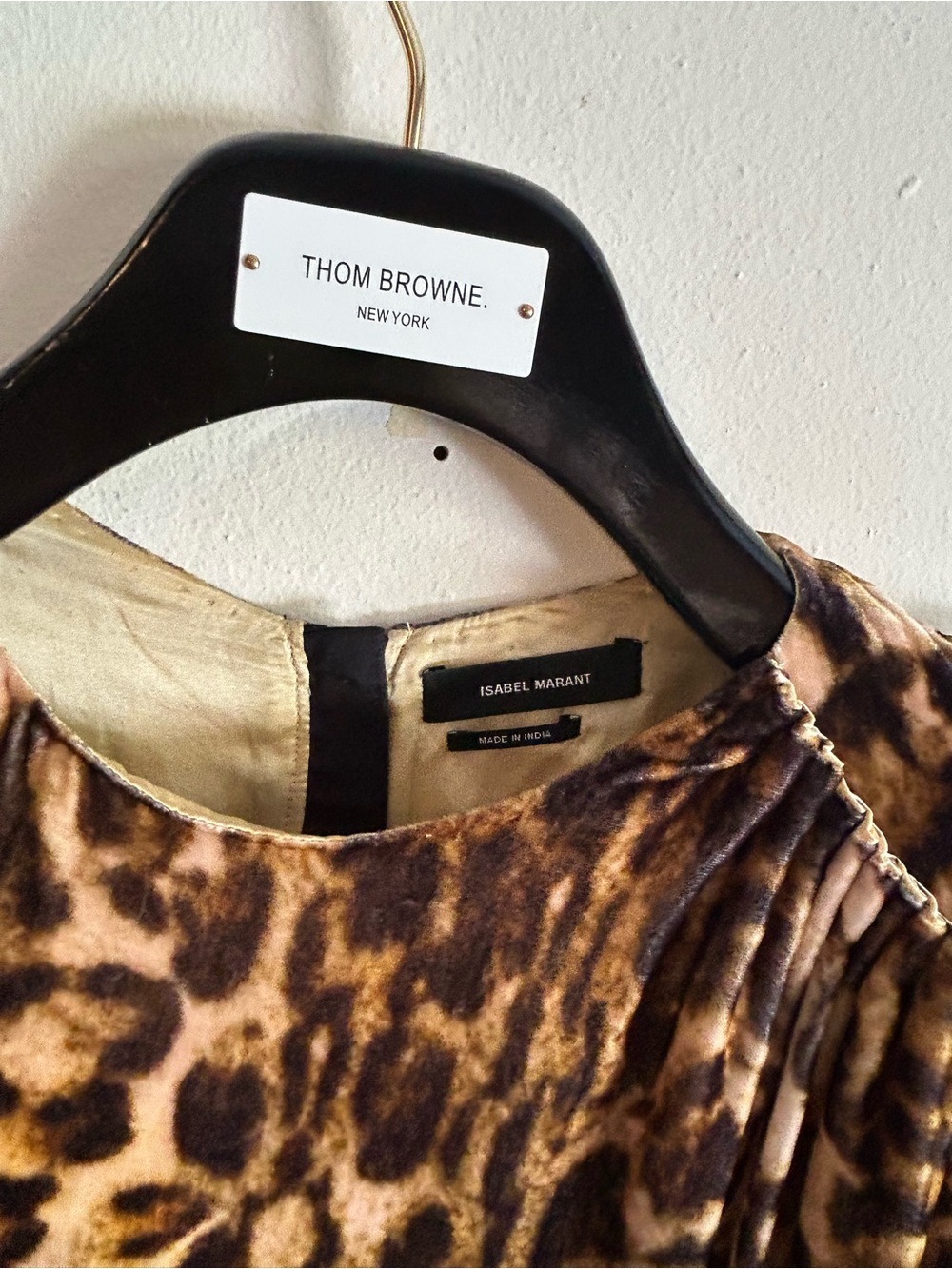 Isabel Marant Ulia Leopard Print Velvet Midi Dress Fauve Silk Size 42 US 8 10 - Picture 5 of 12